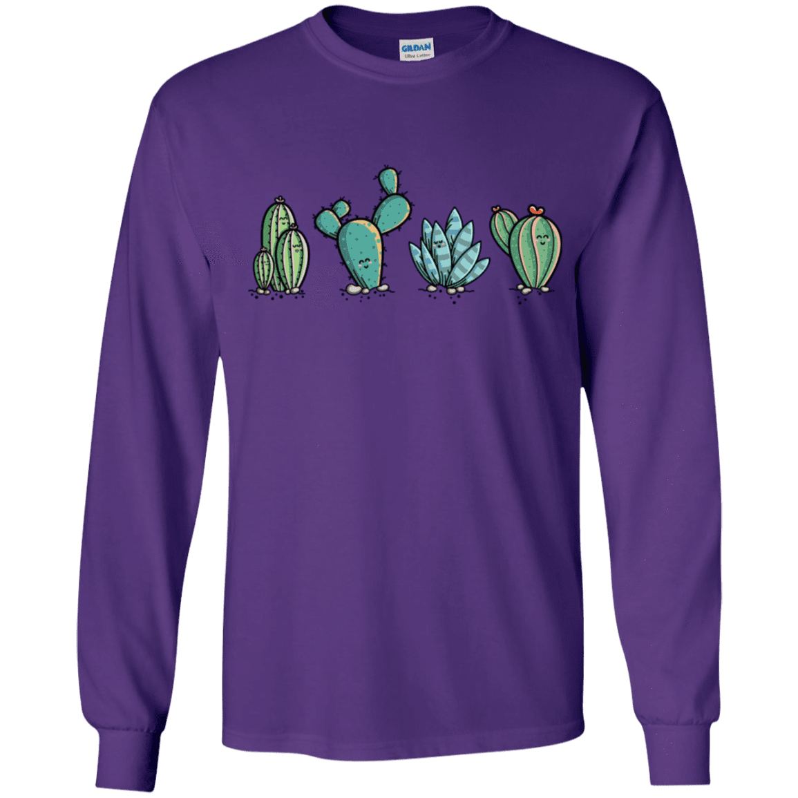 T-Shirts Purple / YS Kawaii Cute Cactus Plants Youth Long Sleeve T-Shirt