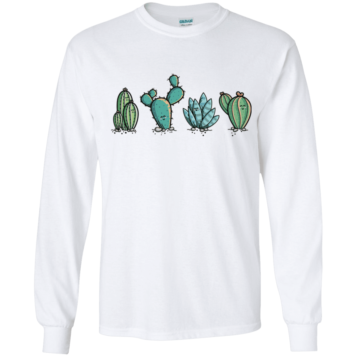 T-Shirts White / YS Kawaii Cute Cactus Plants Youth Long Sleeve T-Shirt