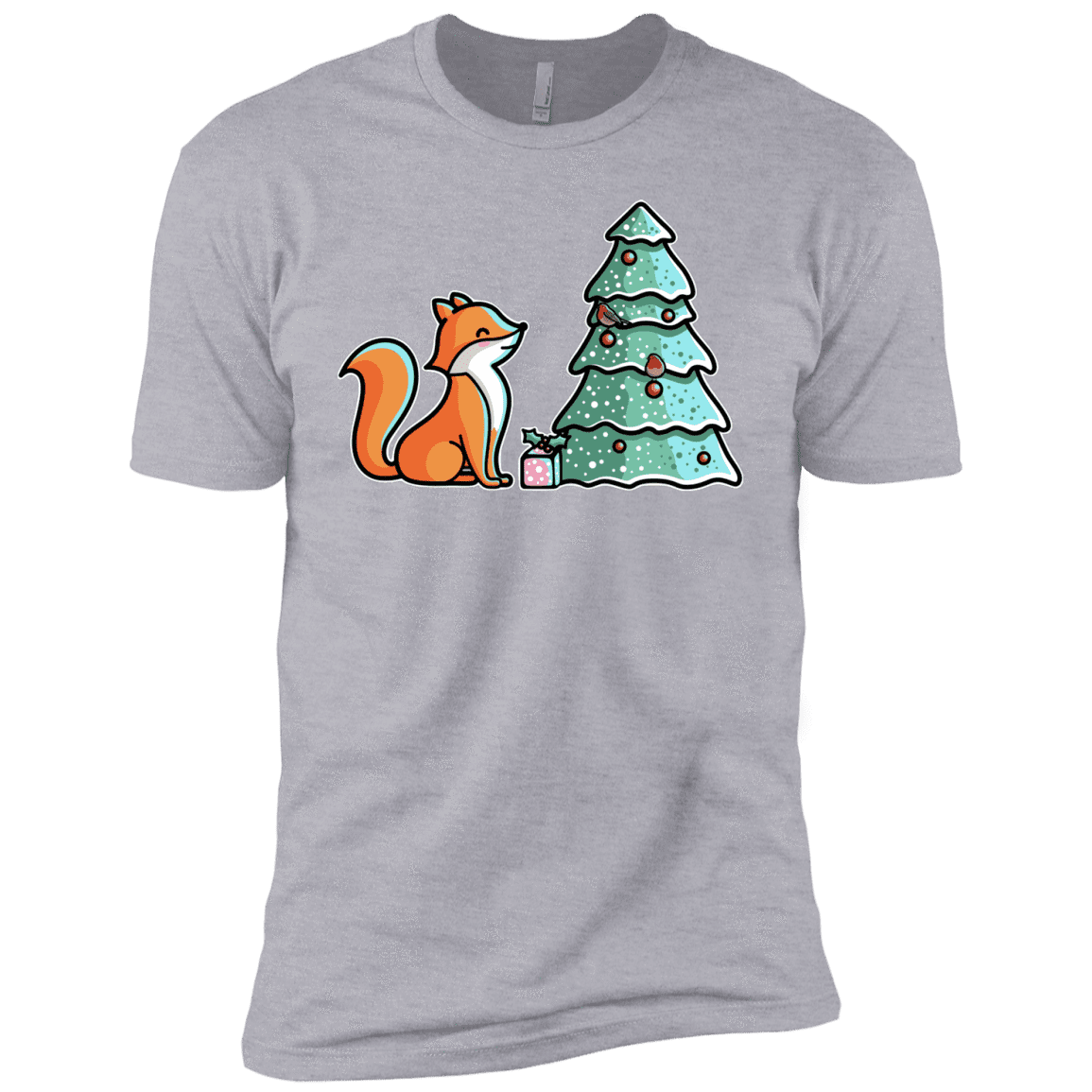 T-Shirts Heather Grey / YXS Kawaii Cute Christmas Fox Boys Premium T-Shirt