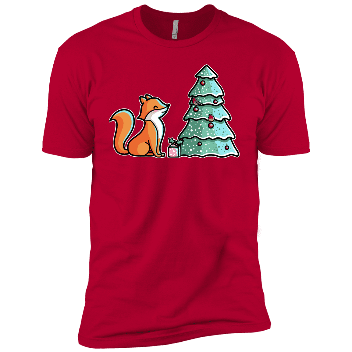 T-Shirts Red / YXS Kawaii Cute Christmas Fox Boys Premium T-Shirt