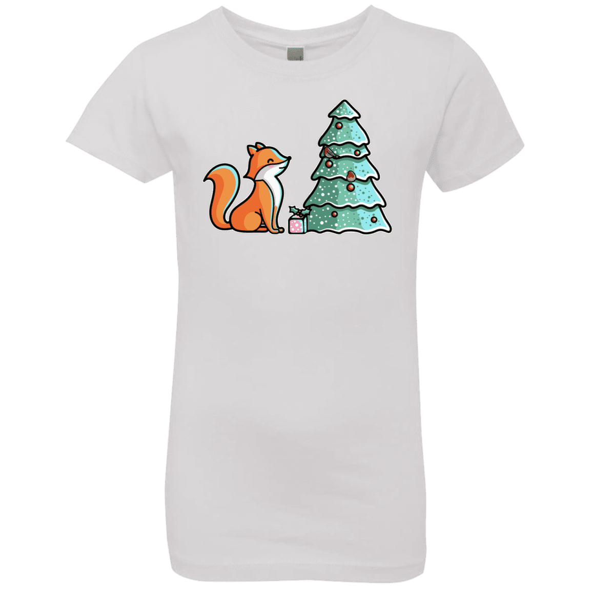 T-Shirts White / YXS Kawaii Cute Christmas Fox Girls Premium T-Shirt