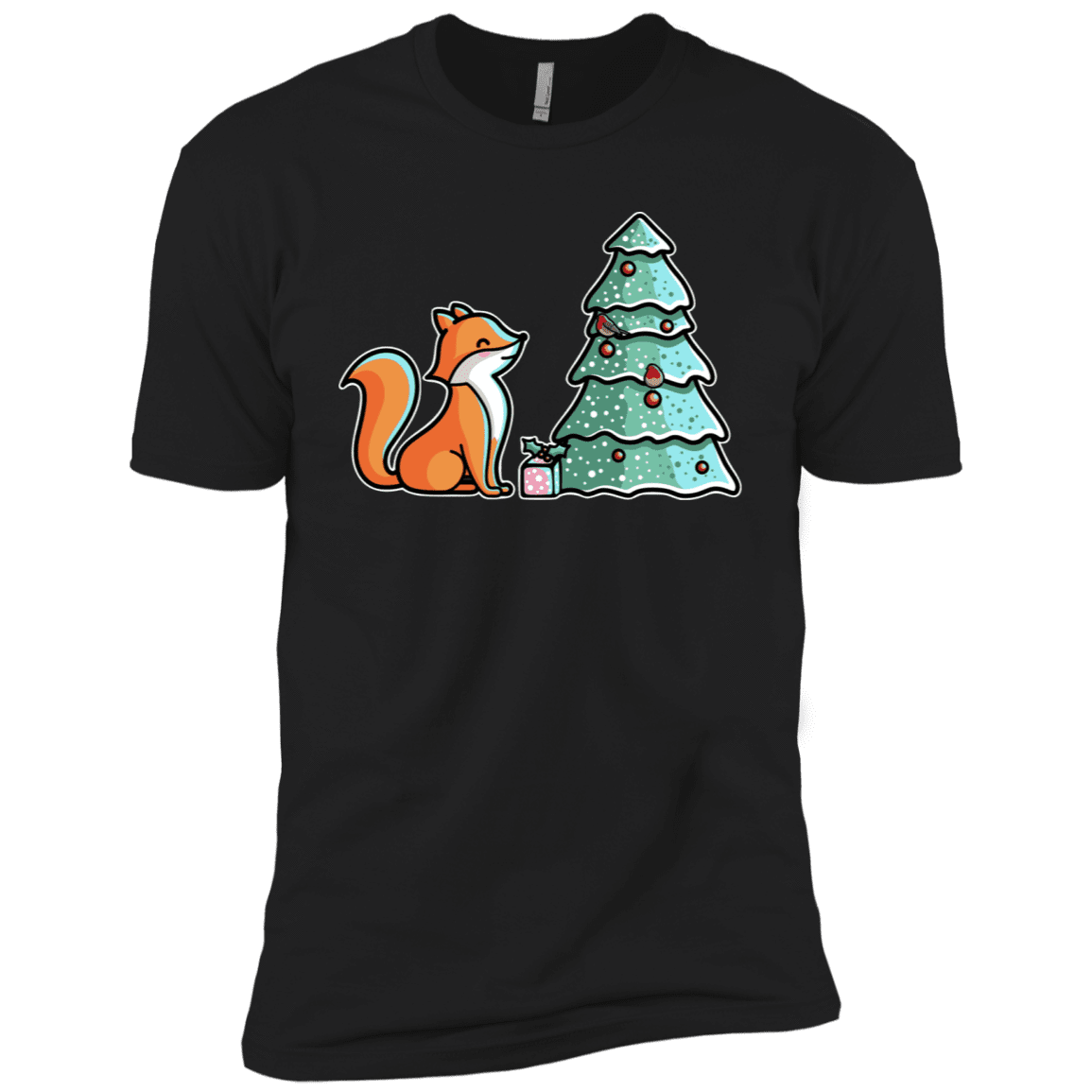 T-Shirts Black / X-Small Kawaii Cute Christmas Fox Men's Premium T-Shirt
