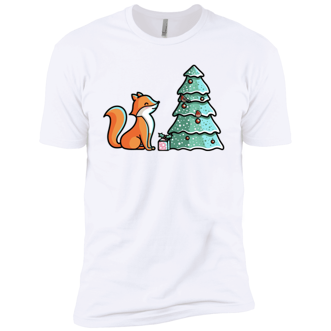 T-Shirts White / X-Small Kawaii Cute Christmas Fox Men's Premium T-Shirt