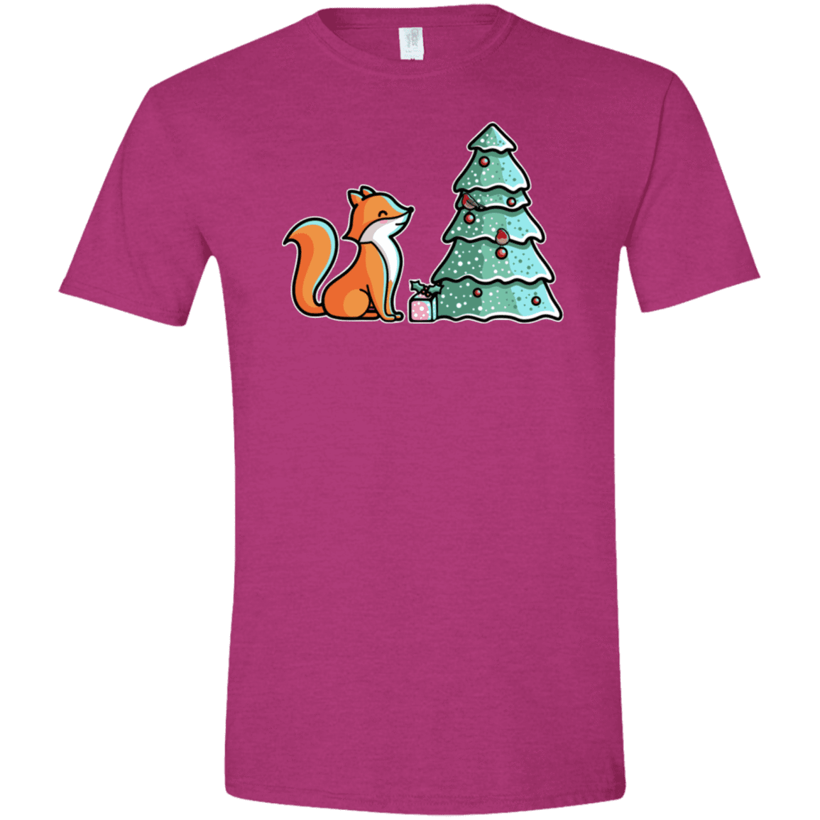 T-Shirts Antique Heliconia / S Kawaii Cute Christmas Fox Men's Semi-Fitted Softstyle