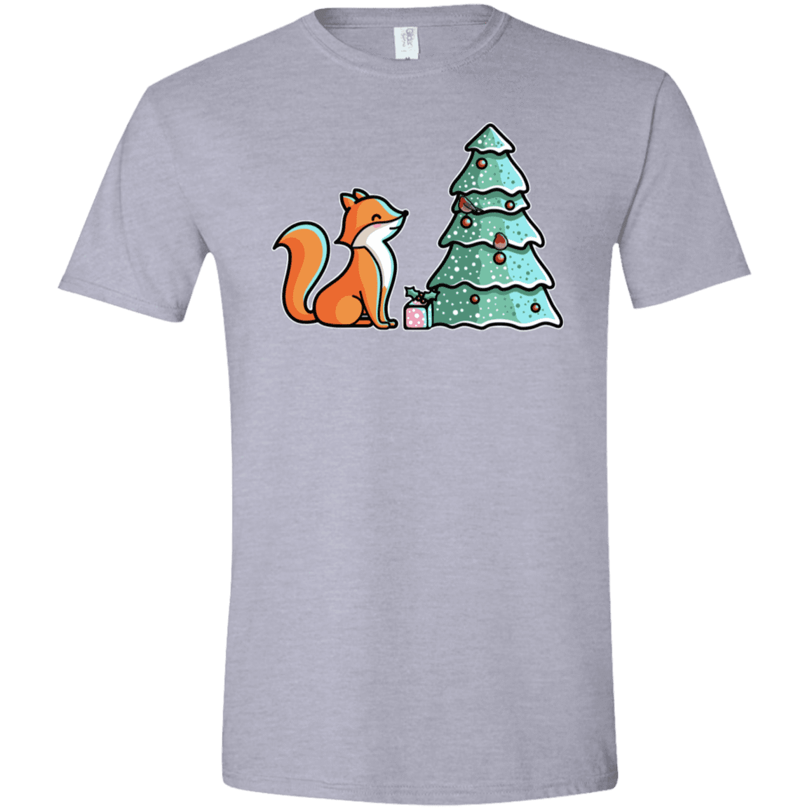 T-Shirts Sport Grey / X-Small Kawaii Cute Christmas Fox Men's Semi-Fitted Softstyle