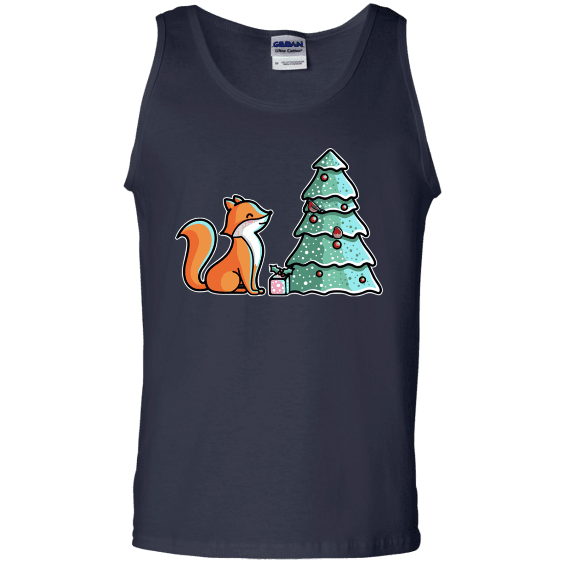 T-Shirts Navy / S Kawaii Cute Christmas Fox Men's Tank Top