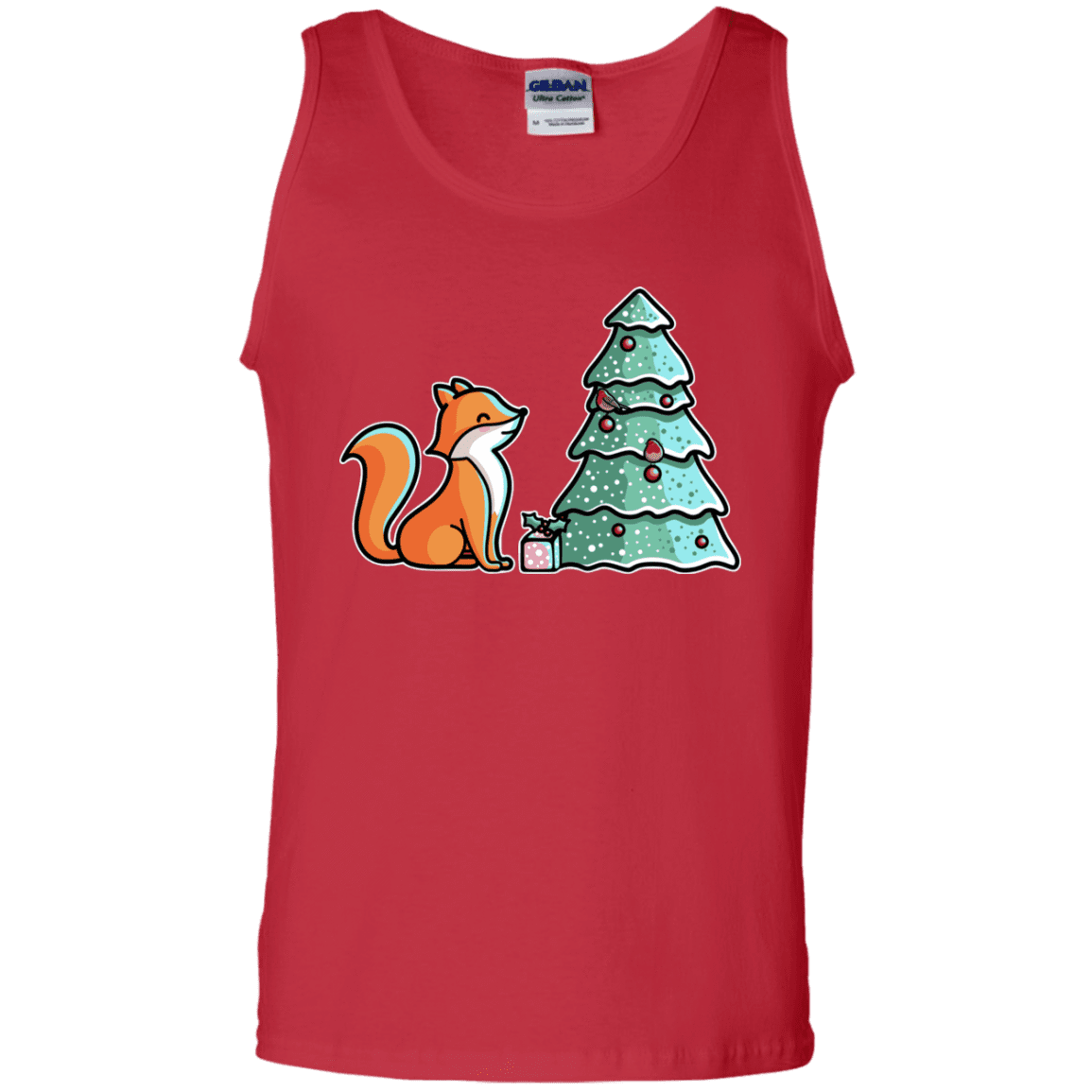 T-Shirts Red / S Kawaii Cute Christmas Fox Men's Tank Top