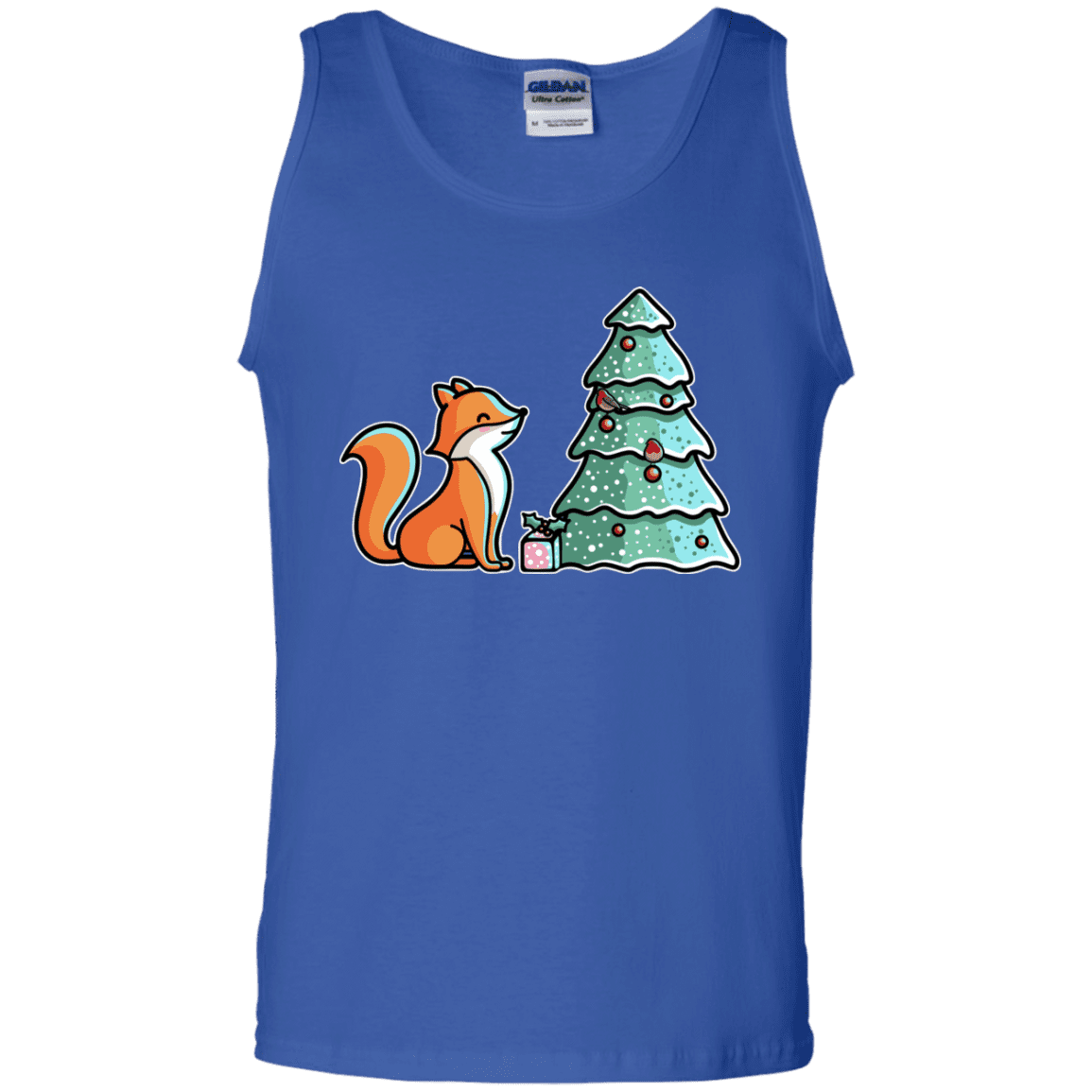 T-Shirts Royal / S Kawaii Cute Christmas Fox Men's Tank Top
