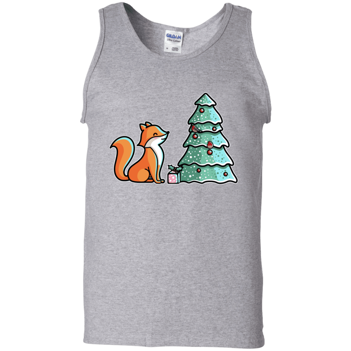 T-Shirts Sport Grey / S Kawaii Cute Christmas Fox Men's Tank Top