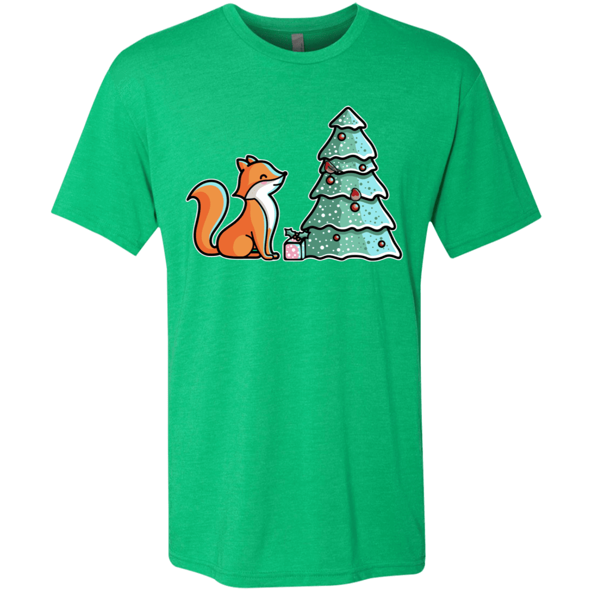 T-Shirts Envy / S Kawaii Cute Christmas Fox Men's Triblend T-Shirt