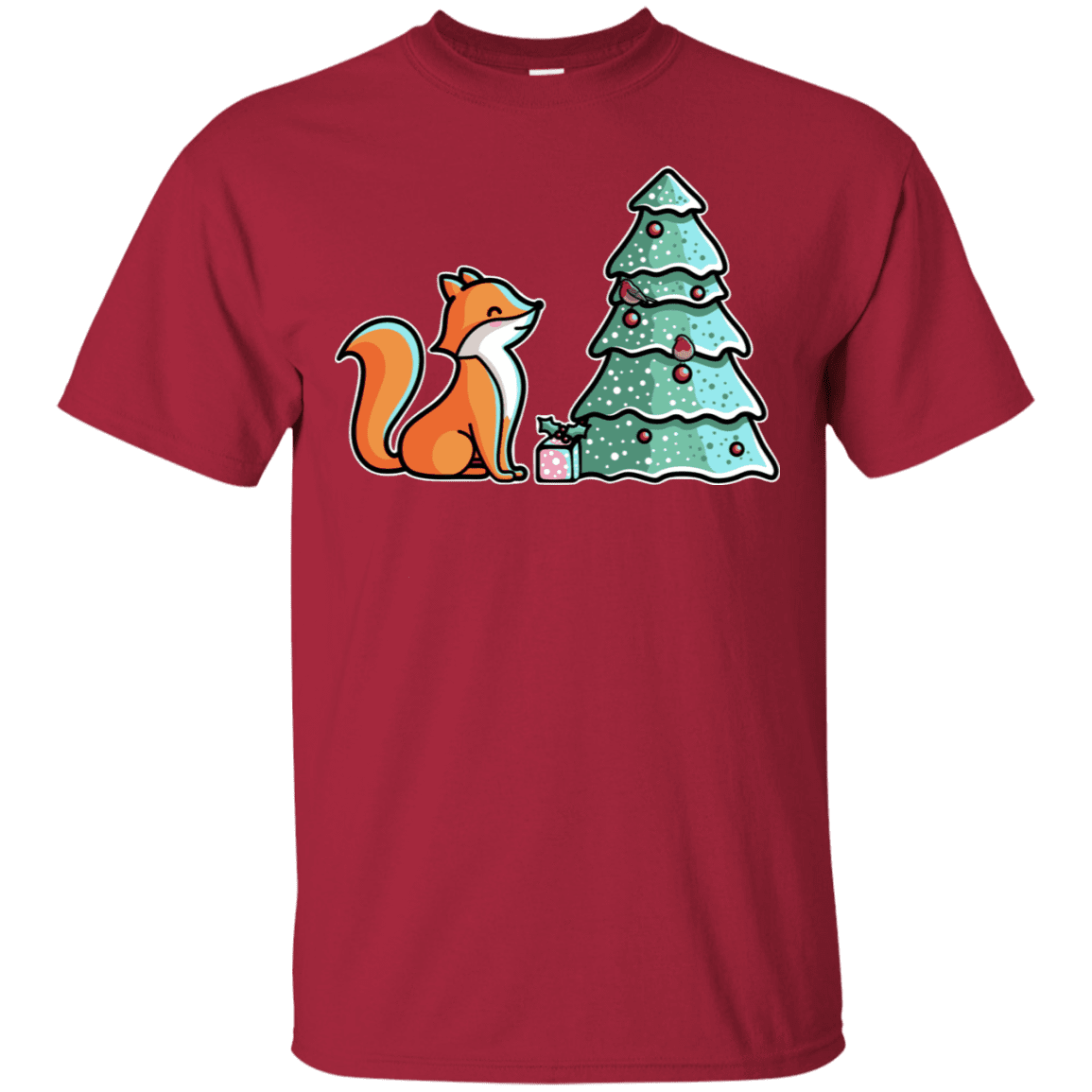 T-Shirts Cardinal / S Kawaii Cute Christmas Fox T-Shirt