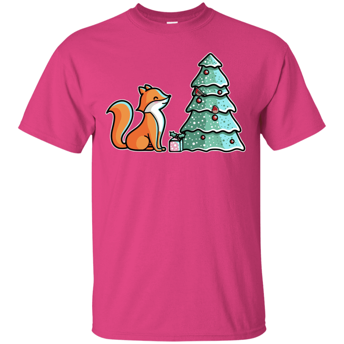 T-Shirts Heliconia / S Kawaii Cute Christmas Fox T-Shirt