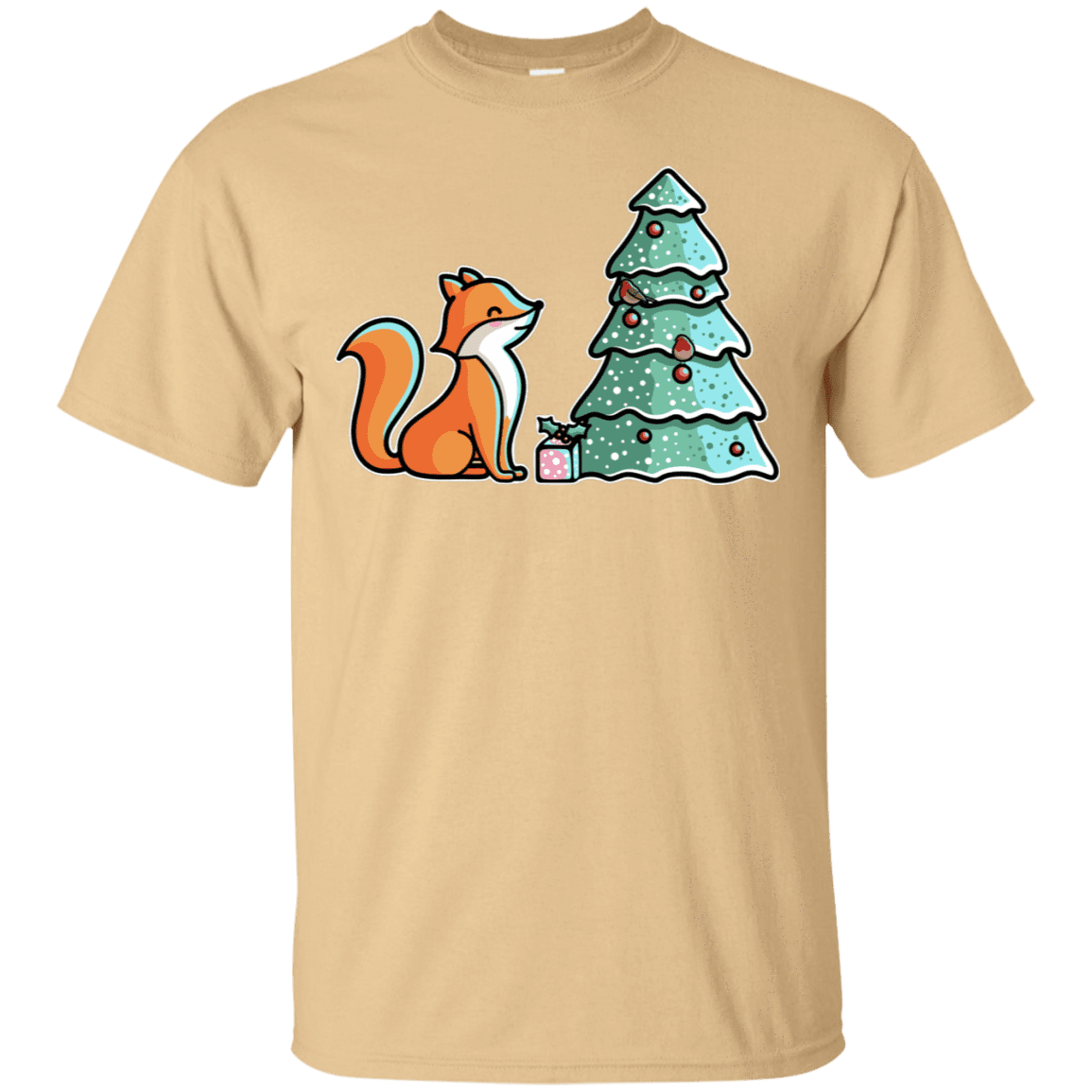 T-Shirts Vegas Gold / S Kawaii Cute Christmas Fox T-Shirt