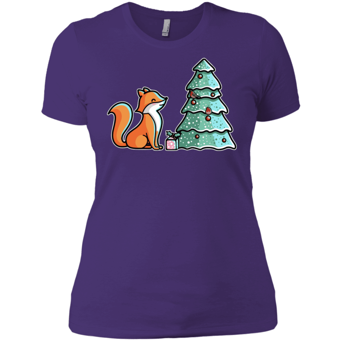 T-Shirts Purple Rush/ / X-Small Kawaii Cute Christmas Fox Women's Premium T-Shirt