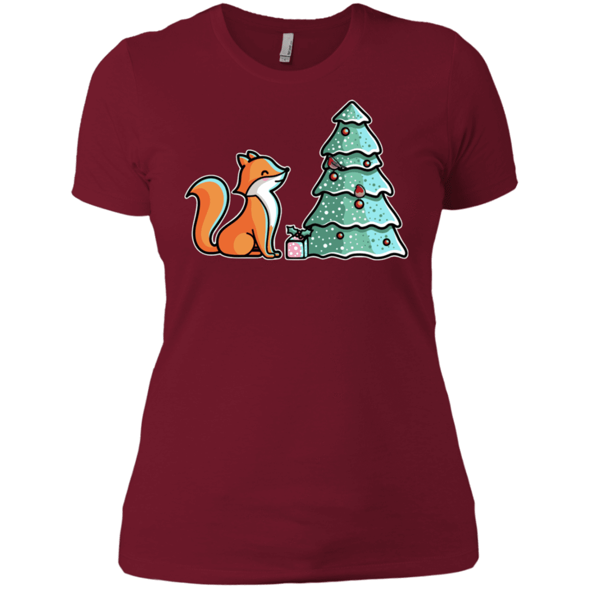T-Shirts Scarlet / S Kawaii Cute Christmas Fox Women's Premium T-Shirt