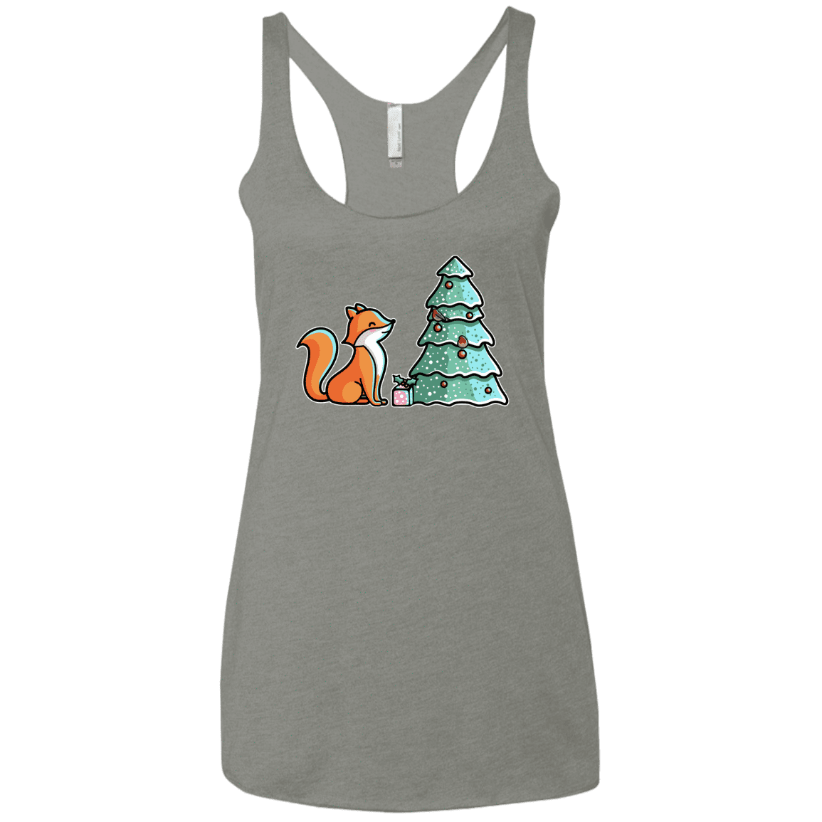 T-Shirts Venetian Grey / X-Small Kawaii Cute Christmas Fox Women's Triblend Racerback Tank