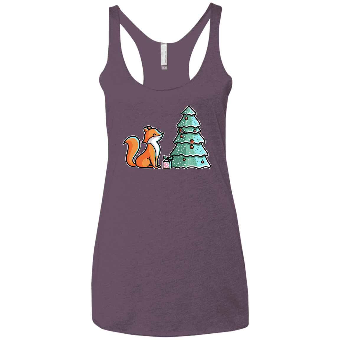 T-Shirts Vintage Purple / X-Small Kawaii Cute Christmas Fox Women's Triblend Racerback Tank