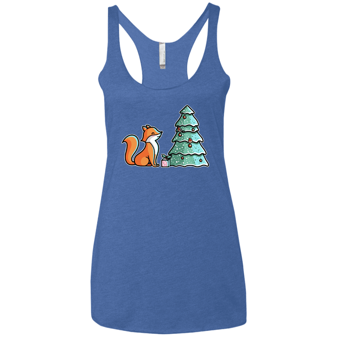 T-Shirts Vintage Royal / X-Small Kawaii Cute Christmas Fox Women's Triblend Racerback Tank