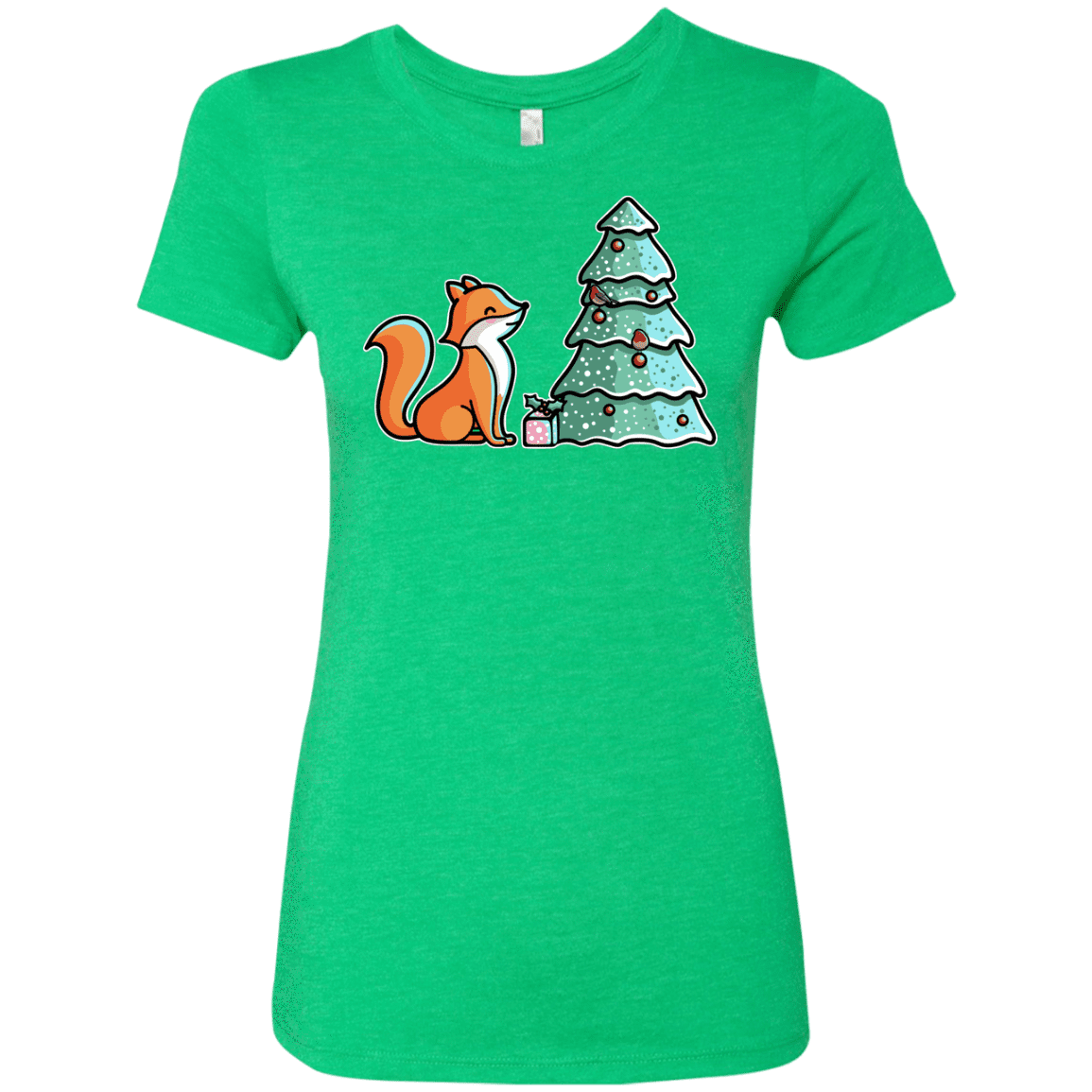 T-Shirts Envy / S Kawaii Cute Christmas Fox Women's Triblend T-Shirt