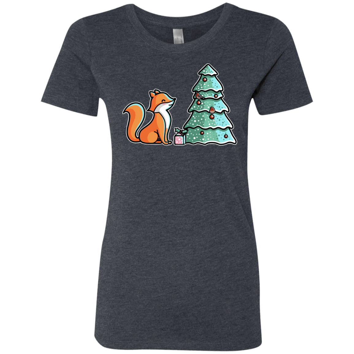 T-Shirts Vintage Navy / S Kawaii Cute Christmas Fox Women's Triblend T-Shirt