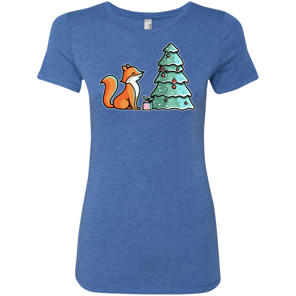 T-Shirts Vintage Royal / S Kawaii Cute Christmas Fox Women's Triblend T-Shirt