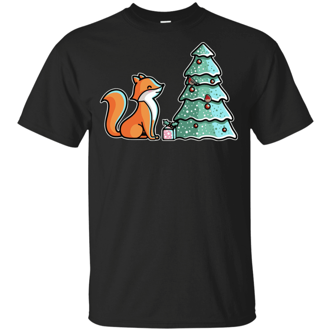 T-Shirts Black / YXS Kawaii Cute Christmas Fox Youth T-Shirt