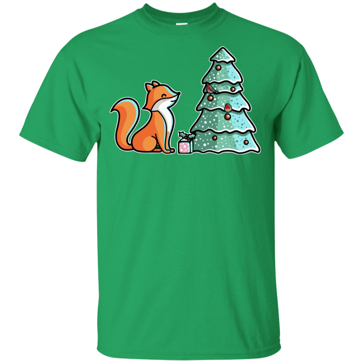 T-Shirts Irish Green / YXS Kawaii Cute Christmas Fox Youth T-Shirt