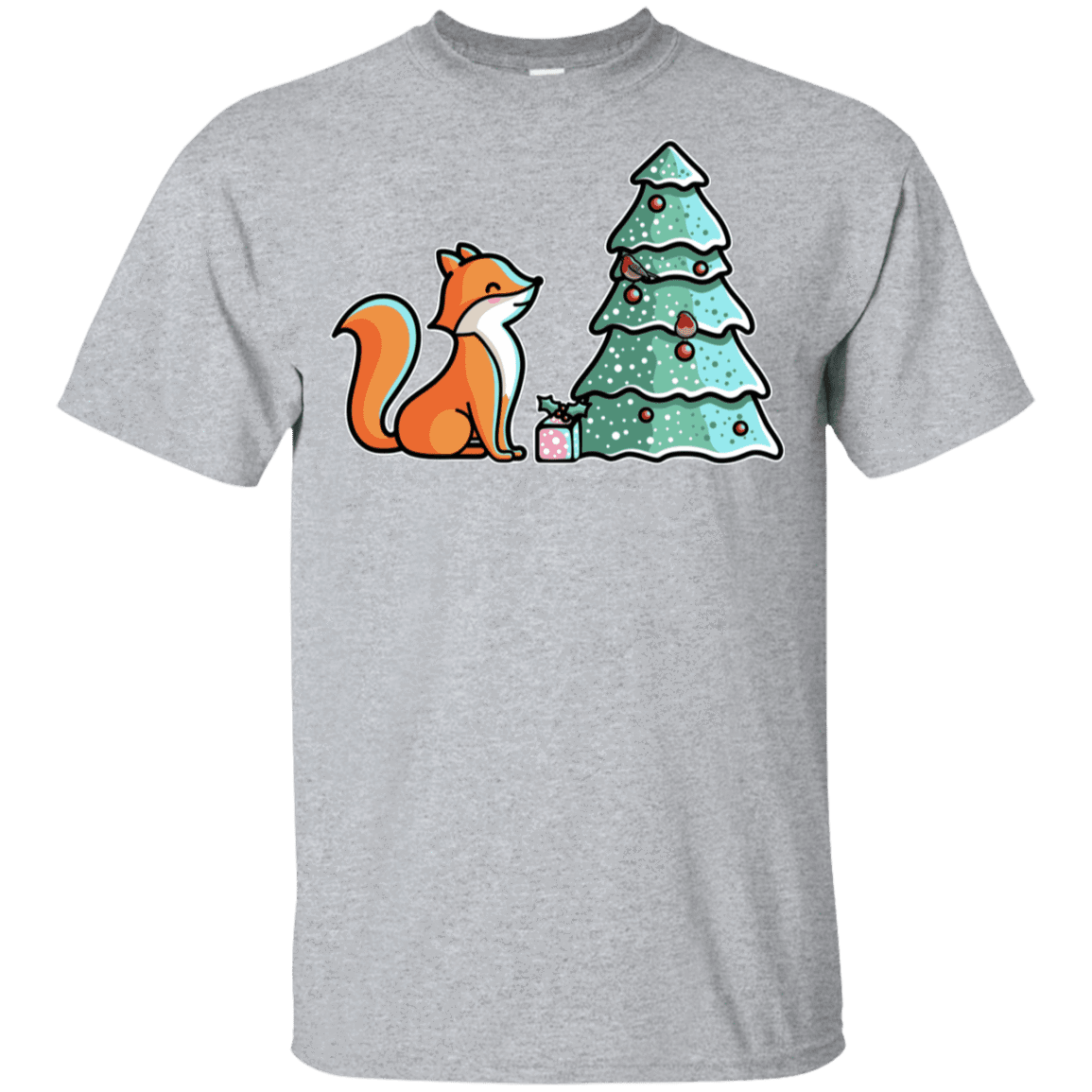 T-Shirts Sport Grey / YXS Kawaii Cute Christmas Fox Youth T-Shirt