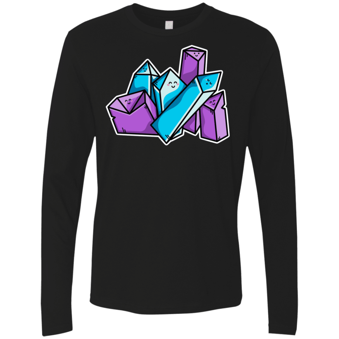 T-Shirts Black / S Kawaii Cute Crystals Men's Premium Long Sleeve