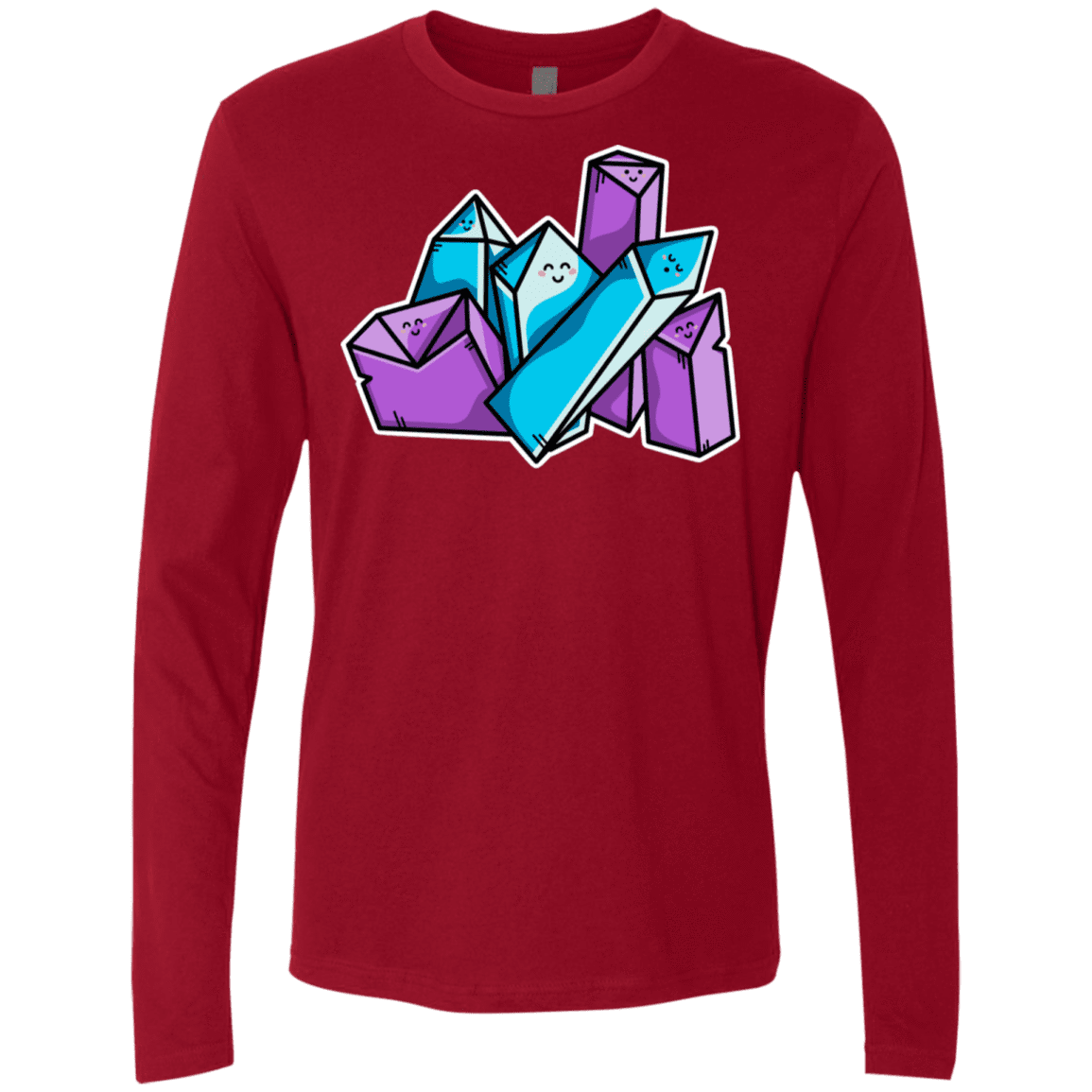 T-Shirts Cardinal / S Kawaii Cute Crystals Men's Premium Long Sleeve
