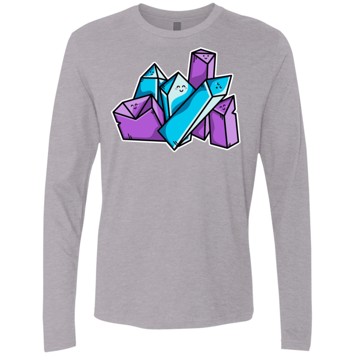 T-Shirts Heather Grey / S Kawaii Cute Crystals Men's Premium Long Sleeve