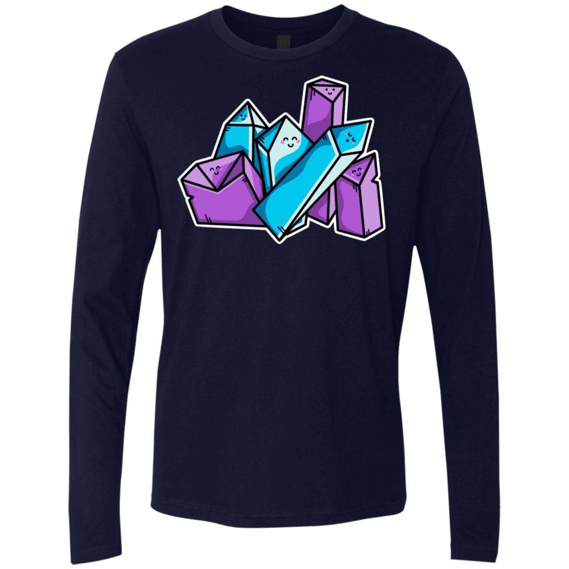 T-Shirts Midnight Navy / S Kawaii Cute Crystals Men's Premium Long Sleeve