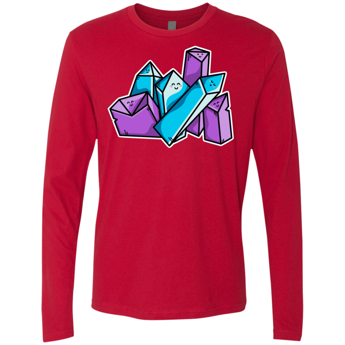 T-Shirts Red / S Kawaii Cute Crystals Men's Premium Long Sleeve