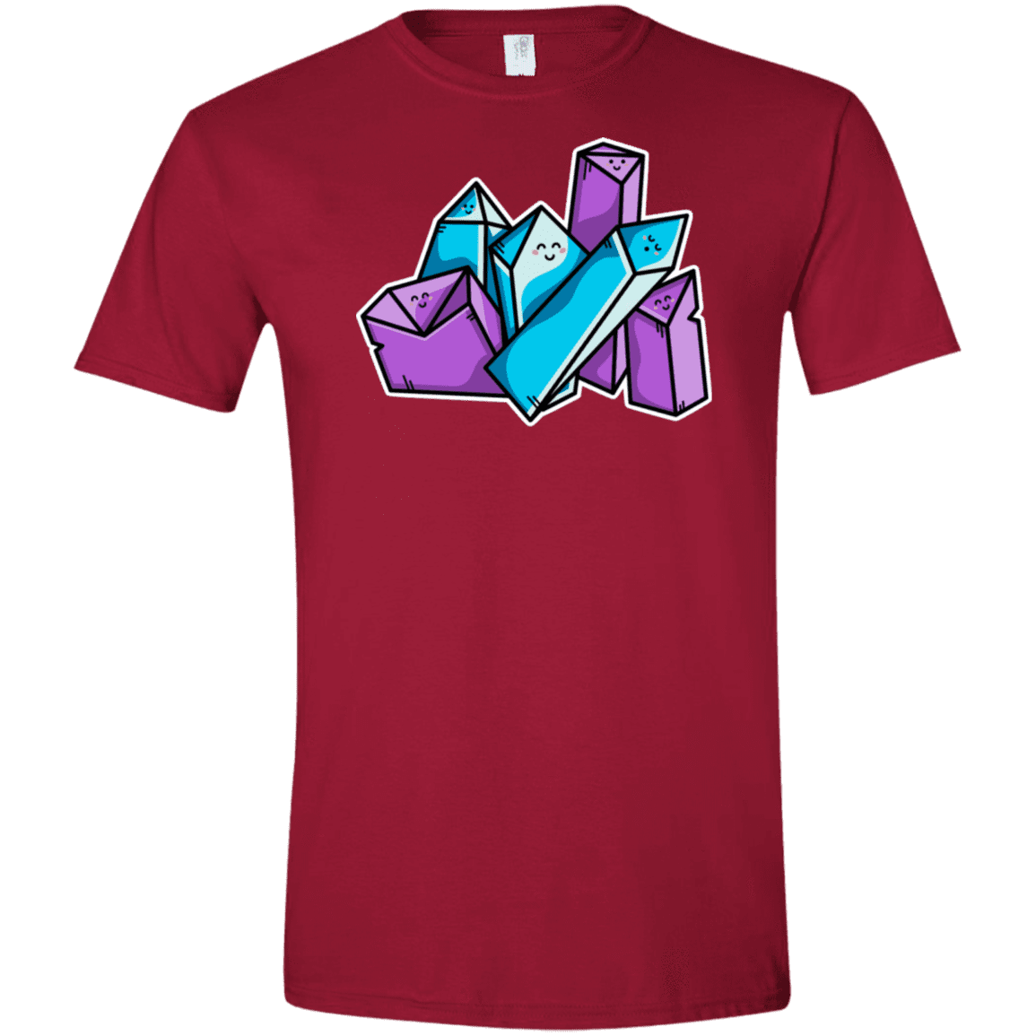 T-Shirts Cardinal Red / S Kawaii Cute Crystals Men's Semi-Fitted Softstyle