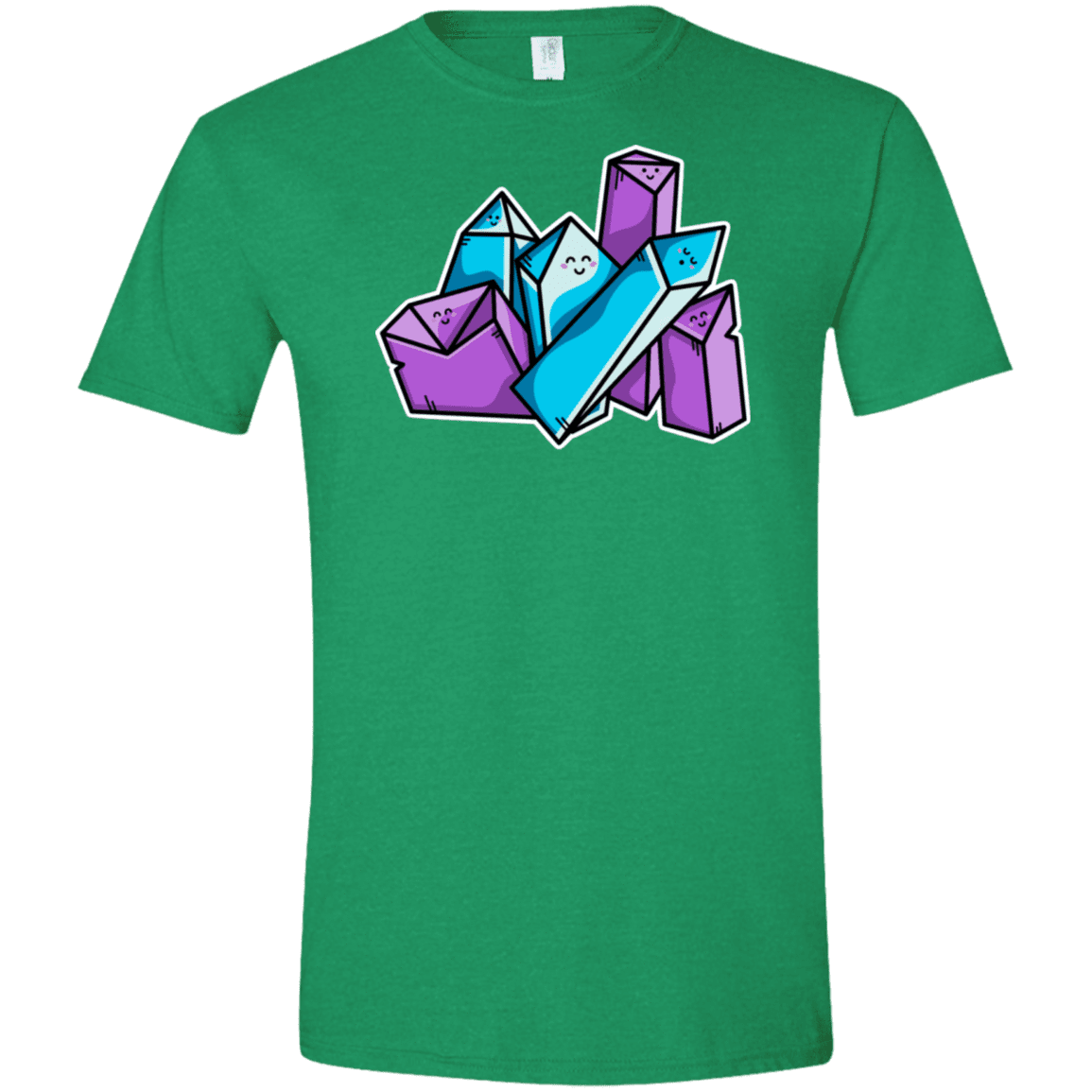 T-Shirts Heather Irish Green / M Kawaii Cute Crystals Men's Semi-Fitted Softstyle