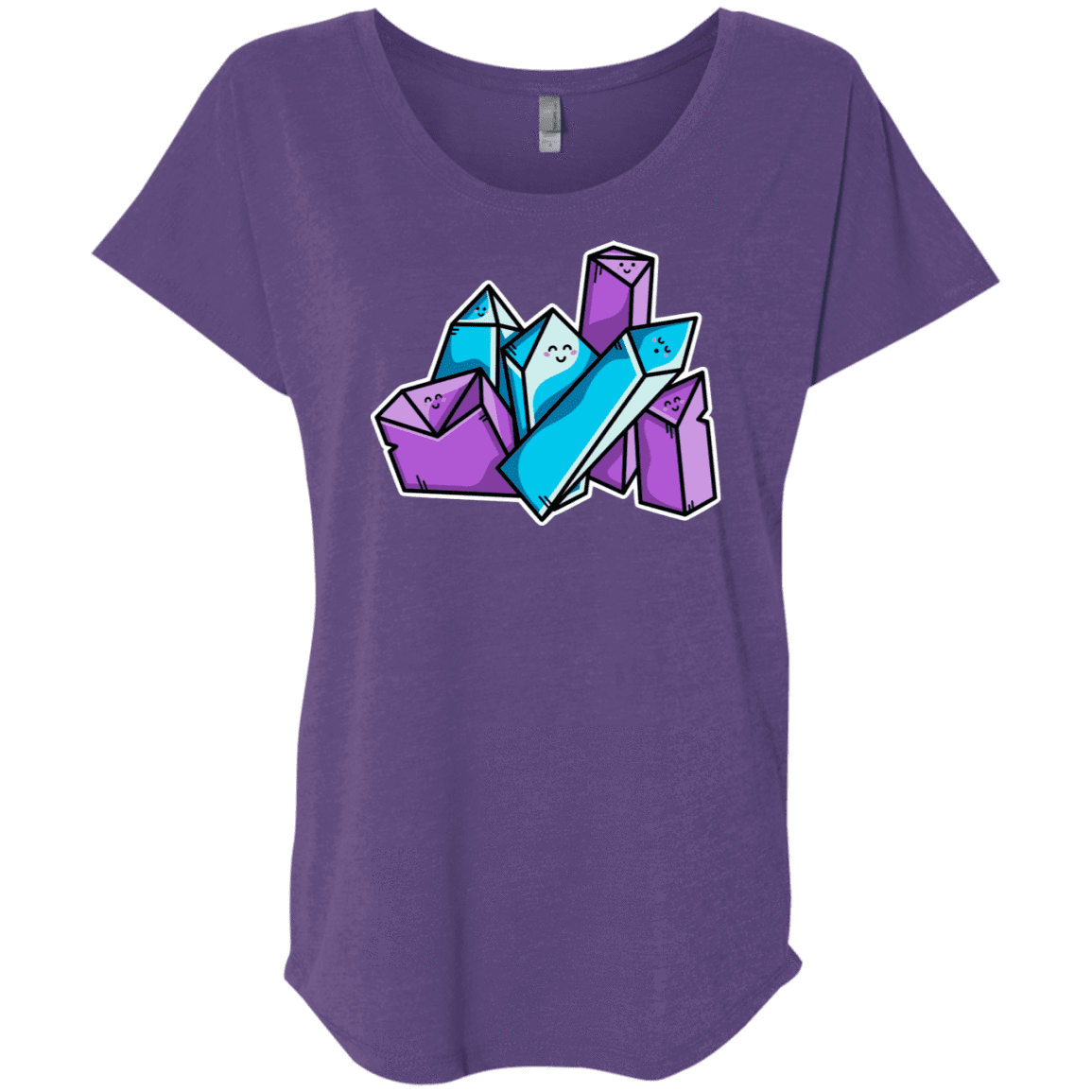 T-Shirts Purple Rush / X-Small Kawaii Cute Crystals Triblend Dolman Sleeve