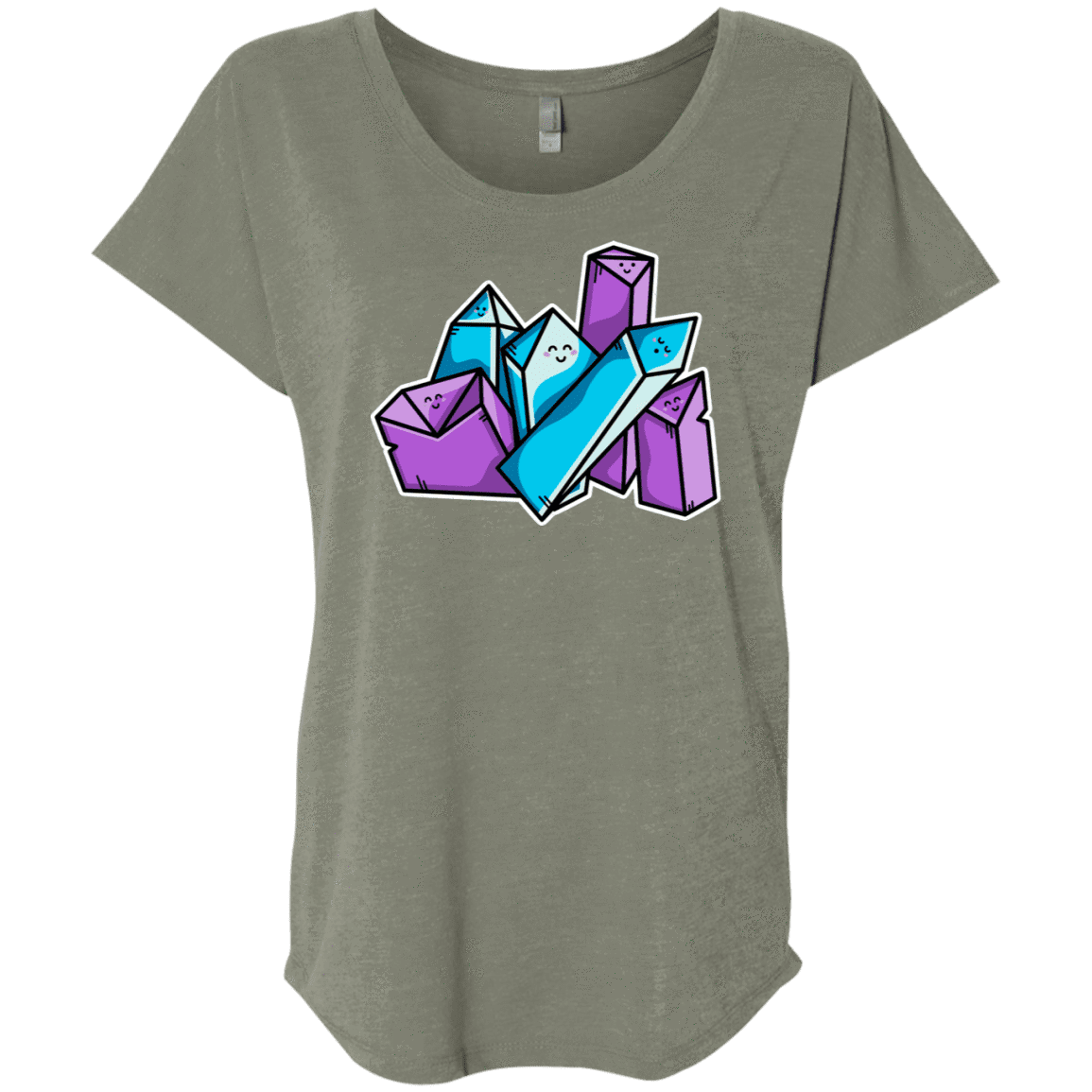 T-Shirts Venetian Grey / X-Small Kawaii Cute Crystals Triblend Dolman Sleeve