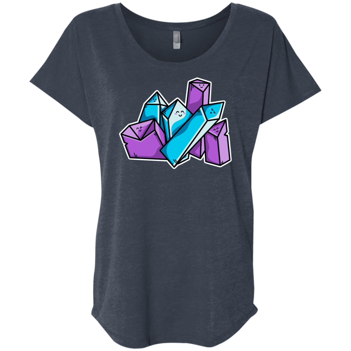 T-Shirts Vintage Navy / X-Small Kawaii Cute Crystals Triblend Dolman Sleeve