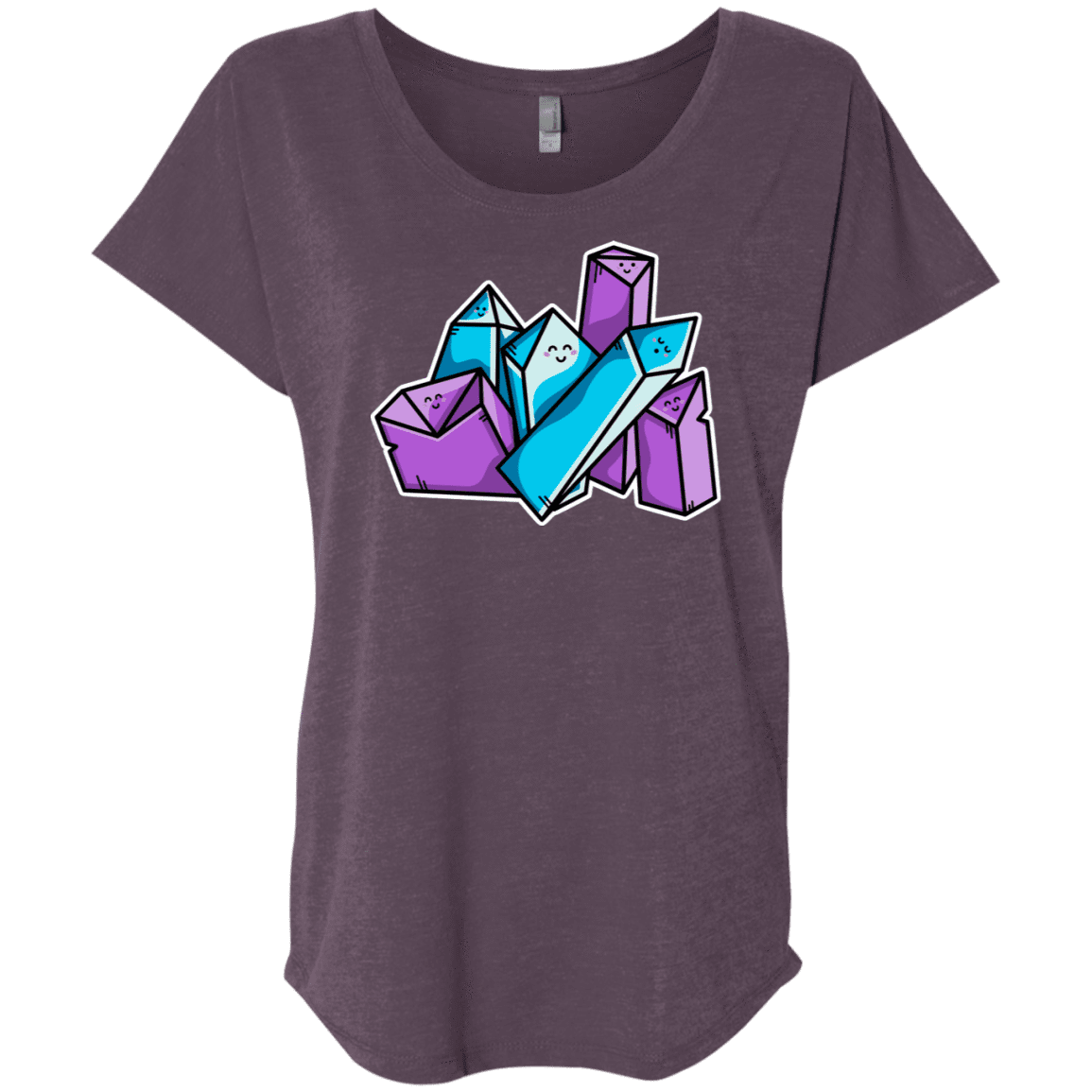 T-Shirts Vintage Purple / X-Small Kawaii Cute Crystals Triblend Dolman Sleeve