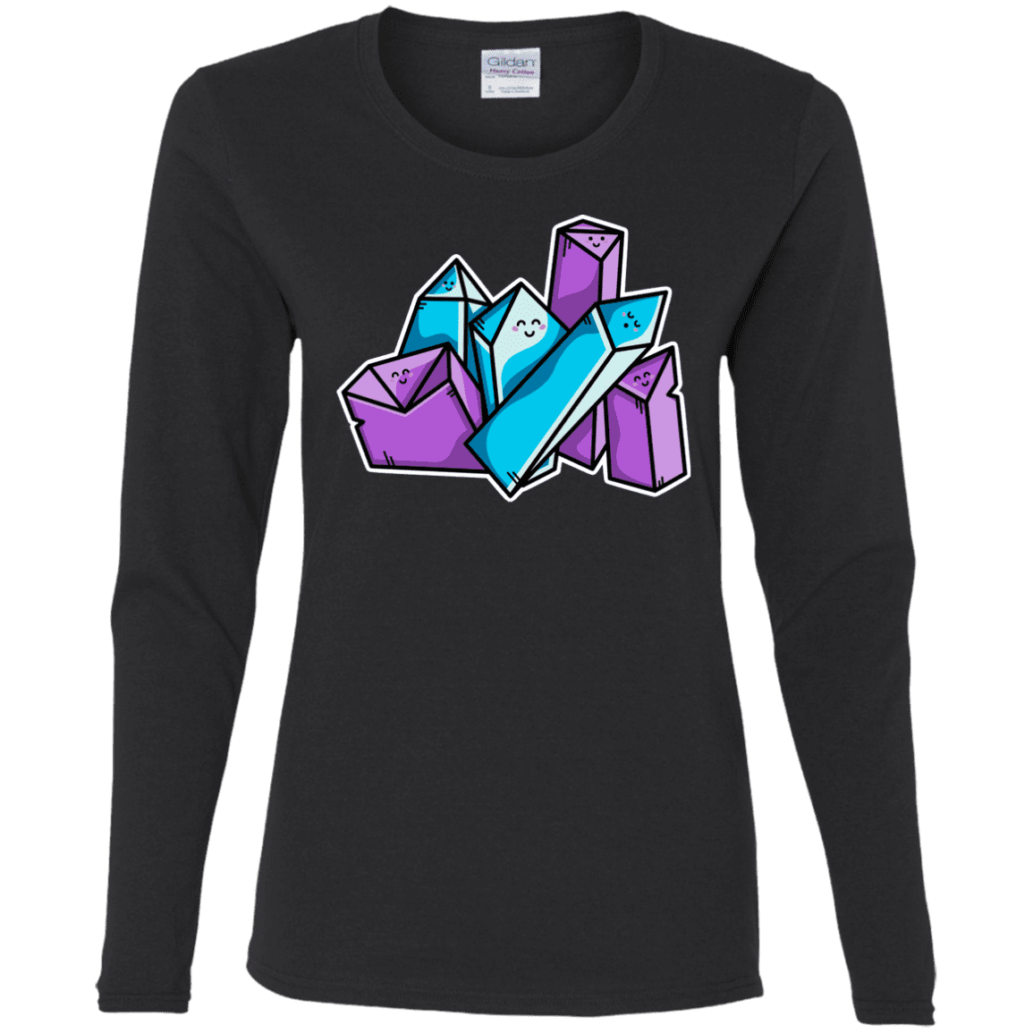 T-Shirts Black / S Kawaii Cute Crystals Women's Long Sleeve T-Shirt