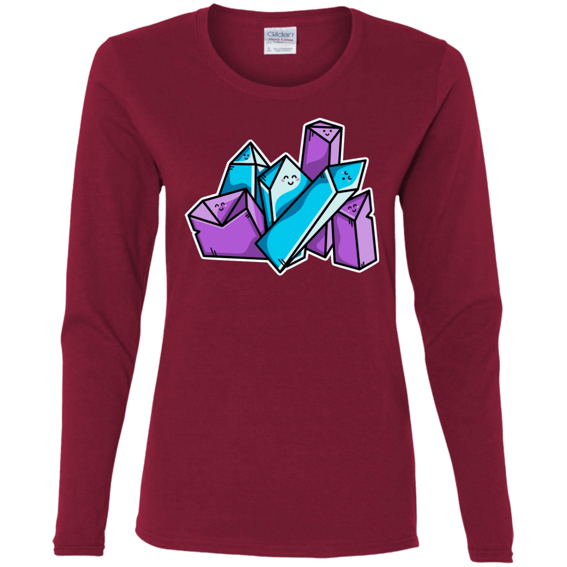 T-Shirts Cardinal / S Kawaii Cute Crystals Women's Long Sleeve T-Shirt