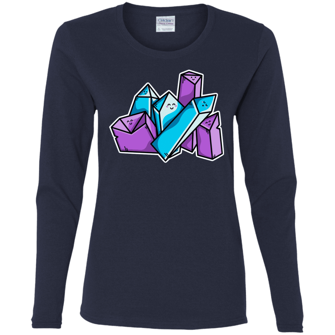 T-Shirts Navy / S Kawaii Cute Crystals Women's Long Sleeve T-Shirt