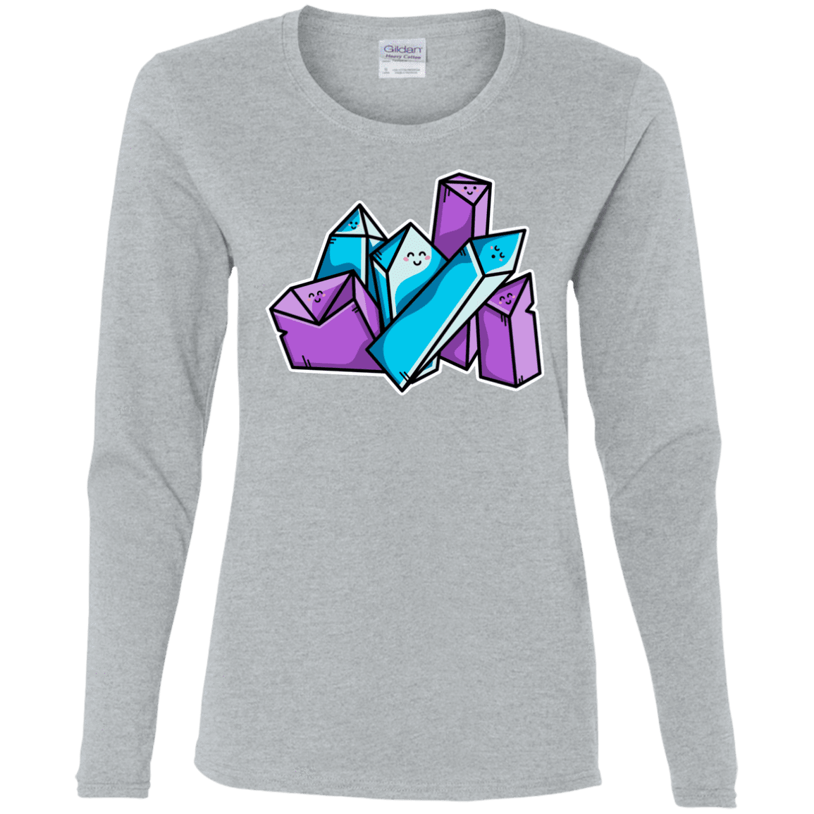 T-Shirts Sport Grey / S Kawaii Cute Crystals Women's Long Sleeve T-Shirt
