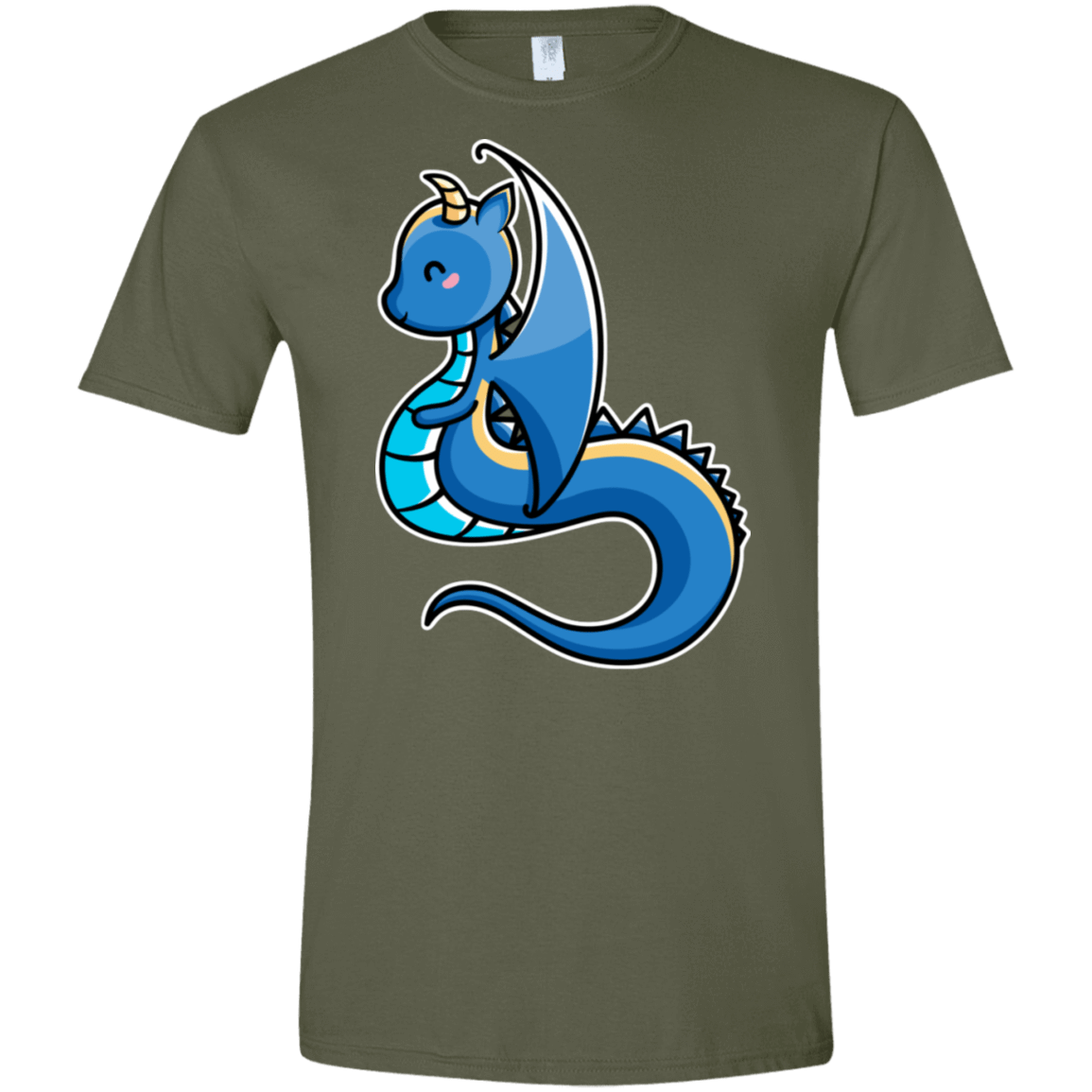 T-Shirts Military Green / S Kawaii Cute Dragon Men's Semi-Fitted Softstyle