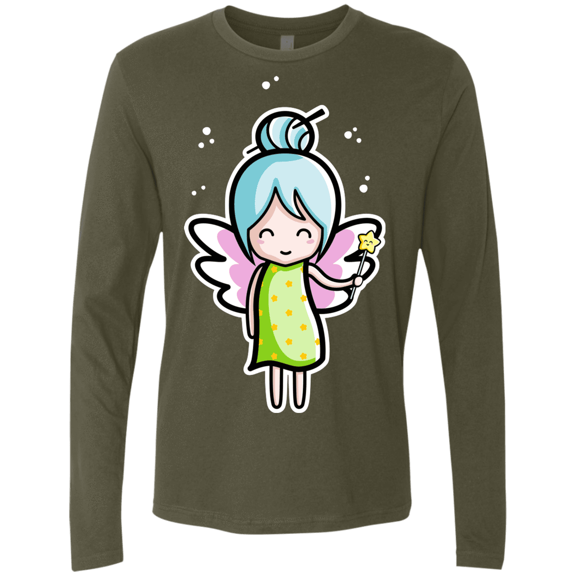 T-Shirts Military Green / S Kawaii Cute Fairy Men's Premium Long Sleeve