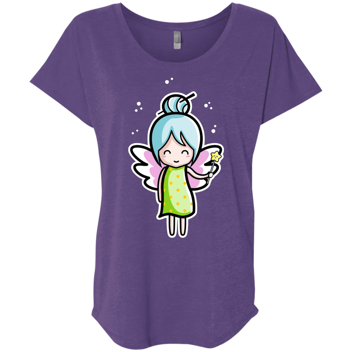 T-Shirts Purple Rush / X-Small Kawaii Cute Fairy Triblend Dolman Sleeve