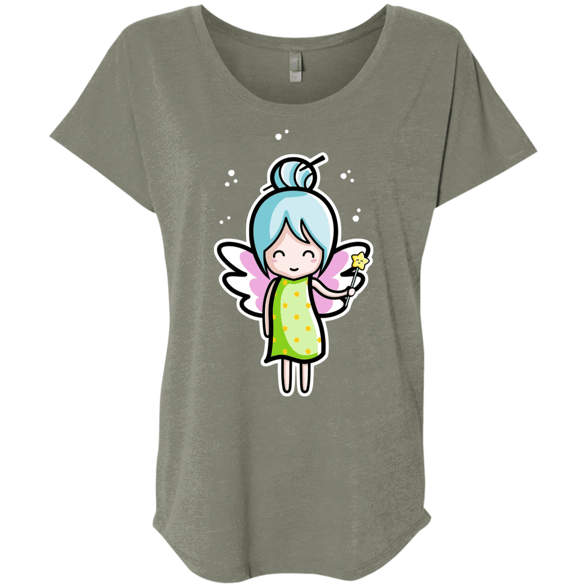 T-Shirts Venetian Grey / X-Small Kawaii Cute Fairy Triblend Dolman Sleeve