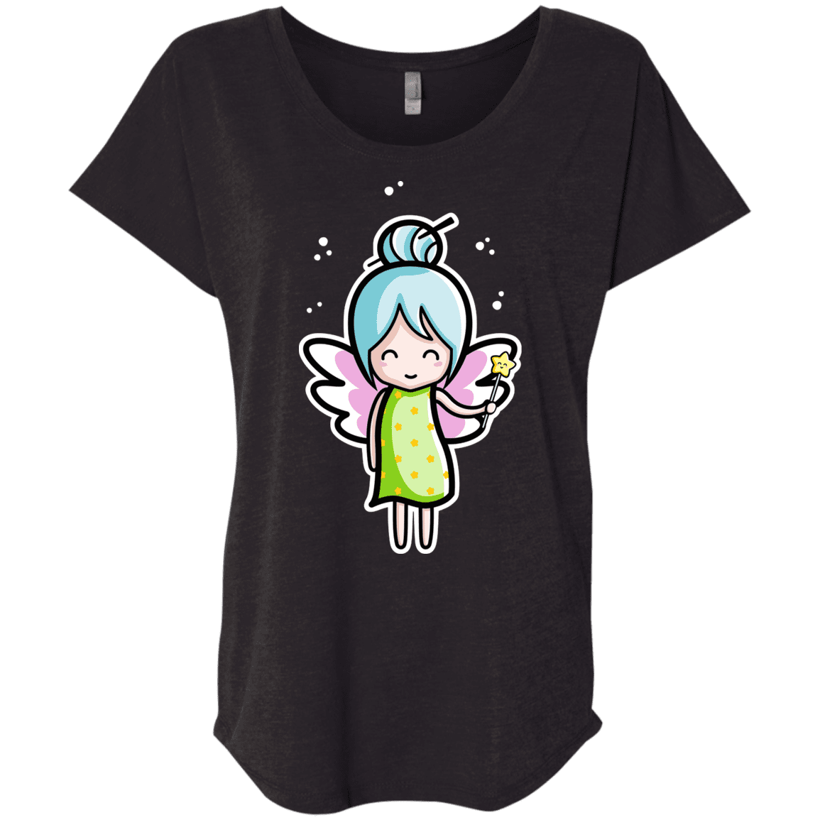 T-Shirts Vintage Black / X-Small Kawaii Cute Fairy Triblend Dolman Sleeve