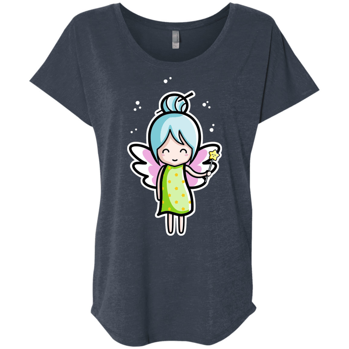 T-Shirts Vintage Navy / X-Small Kawaii Cute Fairy Triblend Dolman Sleeve