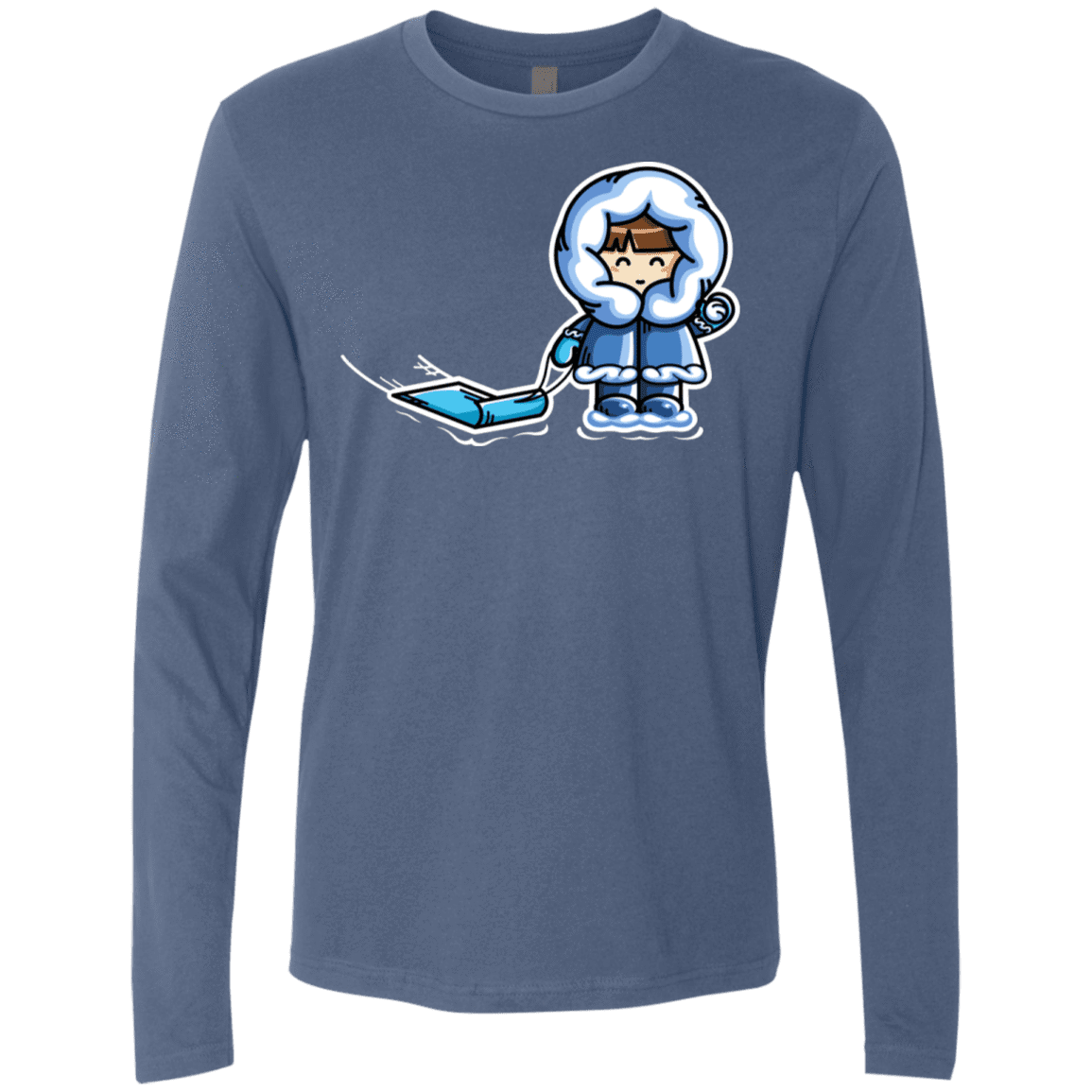 T-Shirts Indigo / S Kawaii Cute Fun In The Snow Men's Premium Long Sleeve